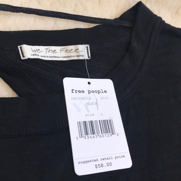 Free People Black Open Back Oversize Top. S,M - Picture 5 of 11